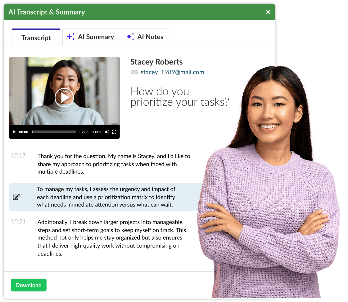 AI transcripts and summary