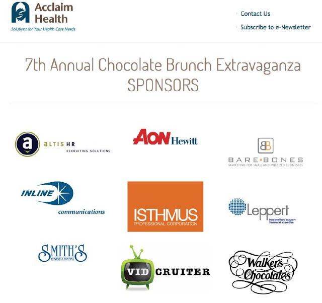 Sponsors for the 7th Annual Chocolate Brunch Extravaganza