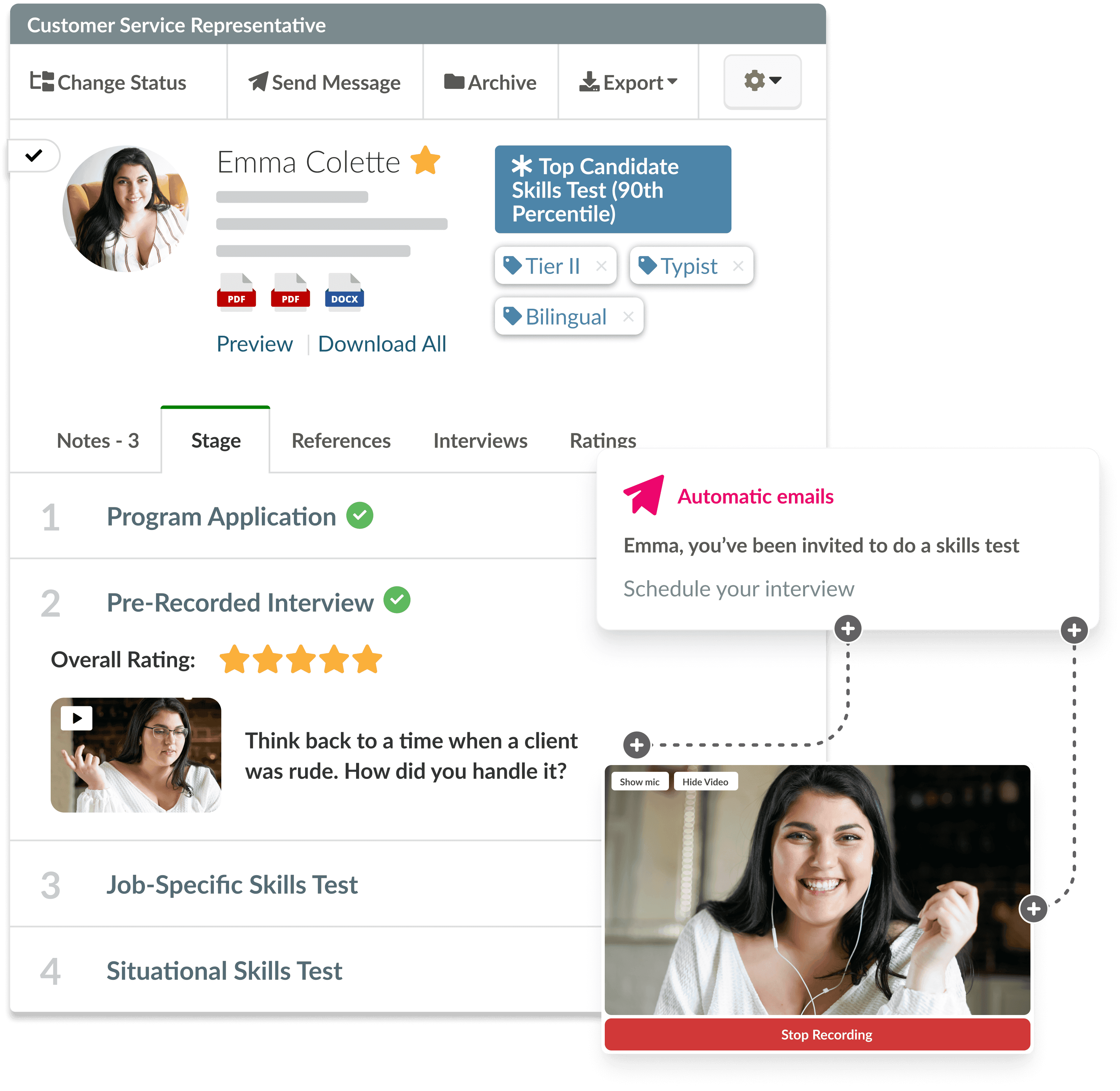 User profile on the VidCruiter Software